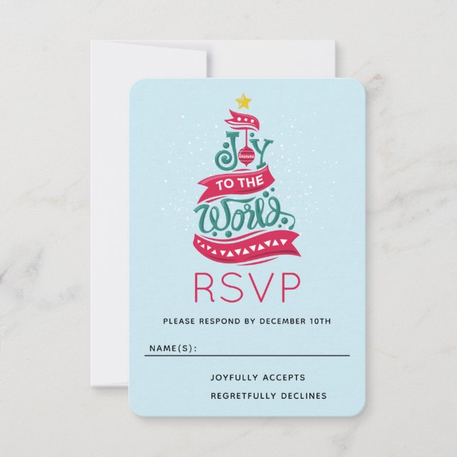 Joy to the World Christmas Quote Typography RSVP Card (Front)
