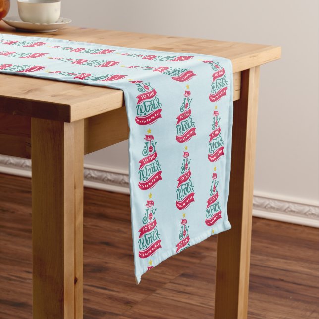 Joy to the World Christmas Quote Typography Short Table Runner (In Situ)