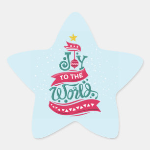 Joy to the World Christmas Quote Typography Star Sticker