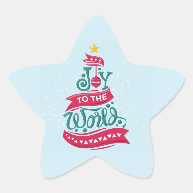 Joy to the World Christmas Quote Typography Star Sticker (Front)