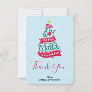 Joy to the World Christmas Quote Typography Thank You Card