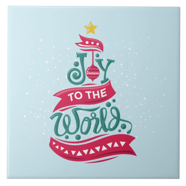 Joy to the World Christmas Quote Typography Tile (Front)