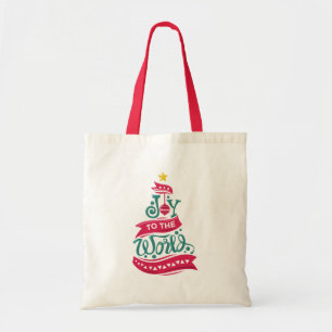 Joy to the World Christmas Quote Typography Tote Bag