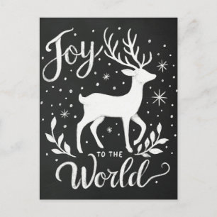 Joy to the World Christmas Reindeer chalkboard Postcard