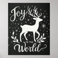 Joy to the World Christmas Reindeer chalkboard