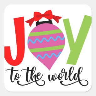 Joy to the World Christmas Song Square Sticker