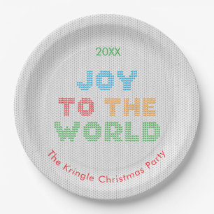 Joy To The World Christmas Sweater Typography Paper Plate