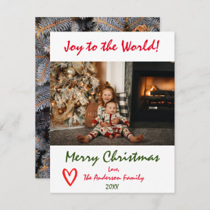 Joy to the World Christmas Tree Family Photo Card