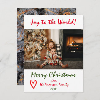 Joy to the World Christmas Tree Family Photo Card