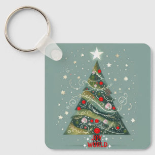 Joy to the world Christmas tree Key Ring