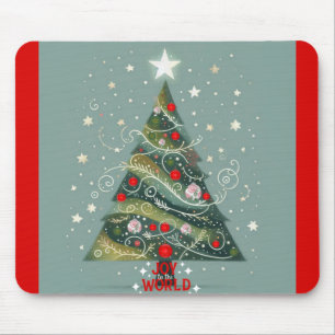 Joy to the world Christmas tree Mouse Mat