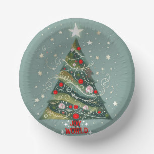 Joy to the world Christmas tree Paper Plate