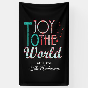 Joy to The World Christmas Typography Music Notes Banner