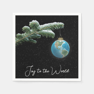 Joy to the World Christmas World Globe Ornament Napkin