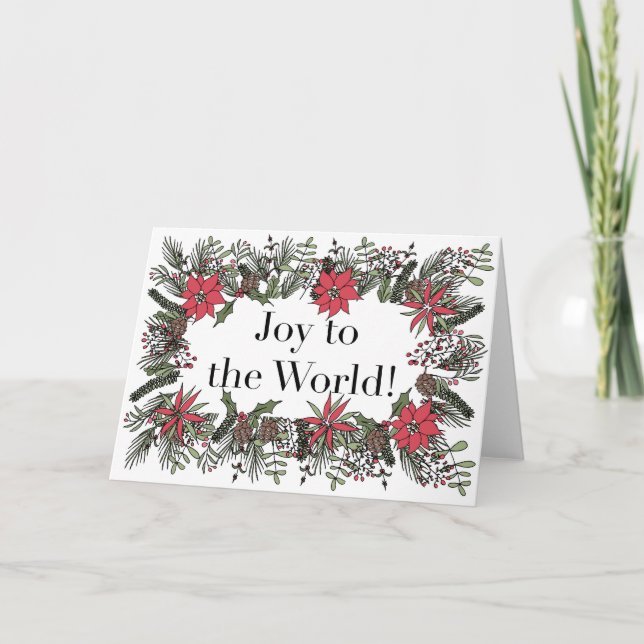 Joy to the World Christmas Wreath Card (Front)