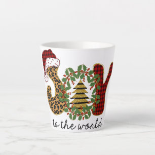 Joy to the World Christmas Wreath Holiday Latte Mug
