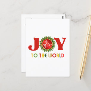 Joy to the World Christmas Wreath Postcard