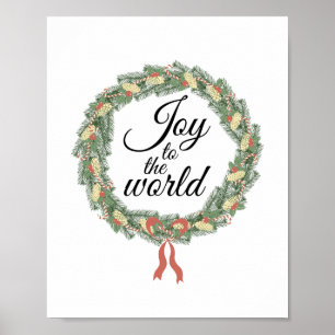 Joy to the World Christmas Wreath Poster