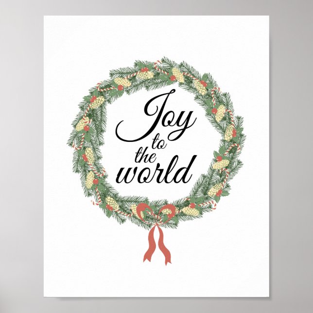 Joy to the World Christmas Wreath Poster (Front)