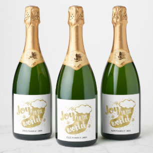 joy to the world, christmas, xmas sparkling wine label