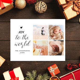 Joy To The World Collage Christmas Four Photos Postcard