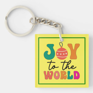Joy To The World Colourful Christmas Typography Key Ring