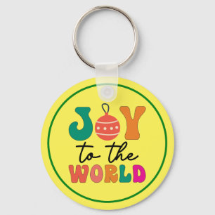 Joy To The World Colourful Christmas Typography Key Ring