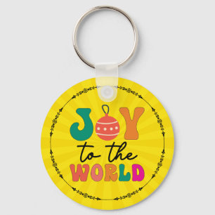 Joy To The World Colourful Christmas Typography Key Ring