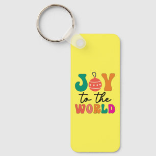 Joy To The World Colourful Christmas Typography Key Ring
