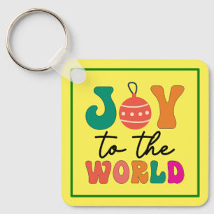 Joy To The World Colourful Christmas Typography Key Ring