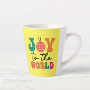Joy To The World Colourful Christmas Typography Latte Mug