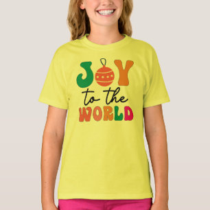 Joy To The World Colourful Christmas Typography T-Shirt
