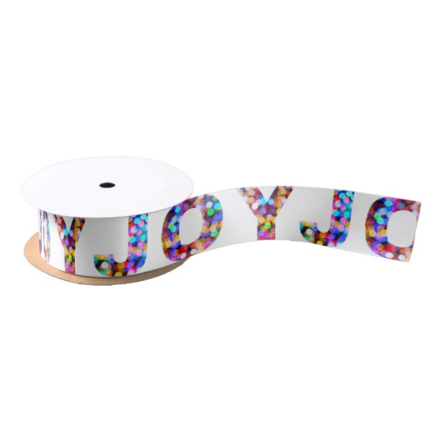 Joy to the World Colourful Sparkly Holiday Satin Ribbon (Spool)