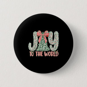 Joy To The World Coquette Bow Christmas Nativity C 6 Cm Round Badge