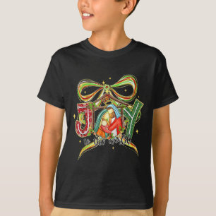 Joy To The World Coquette Bow Christmas Nativity C T-Shirt