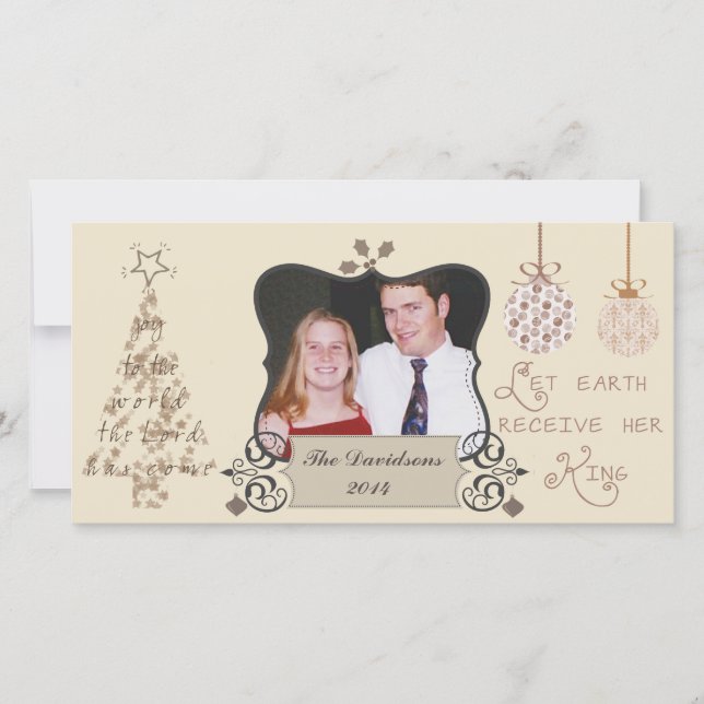 Joy To The World Custom Christmas Photo Card (Front)