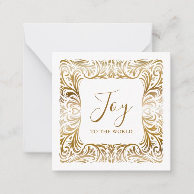 Joy to the world Custom Elegant Golden Christmas  Card (Front)