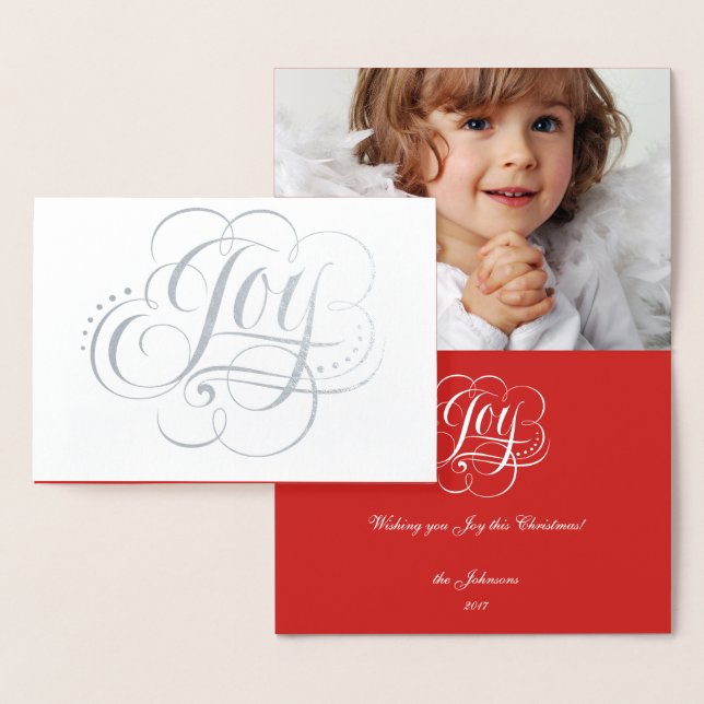 Joy to the World Elegant Christmas Calligraphy Foil Card (Display)