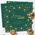 Joy to the World Elegant Green and Gold Stars Holiday Card<br><div class="desc">Joy to the World,  modern and elegant personalised holiday card. The card is decorated with gold stars and lettered in script calligraphy and festive typography. Simple minimal typography design framed with an abundance of golden stars. The template is ready for you to personalise the greeting and add your name(s).</div>