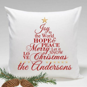 Joy to the World Festive Throw Pillow