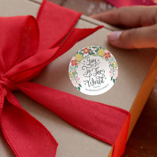 Joy To The World Floral Garden Elegant Classic Round Sticker