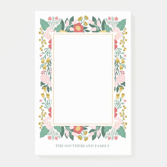 Joy To The World Floral Garden Elegant Photo Frame Post-it Notes (Front)