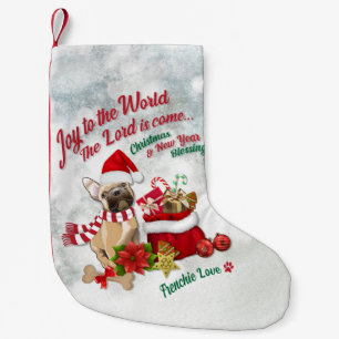 Joy to the World - Frenchie Love Small Christmas Stocking