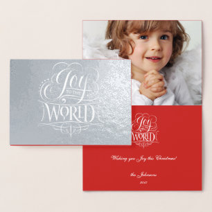Joy to the World Genuine Silver Foil Christmas Card