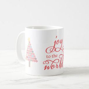 Joy to the World Gingham Christmas Trees Coffee Mug