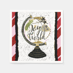 Joy to the World Global Holiday Pink & Red Party Napkin