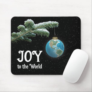 Joy to the World Globe Ornament With Stars Mouse Mat