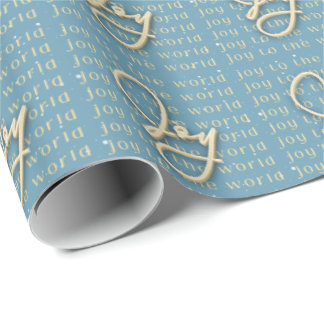 Joy to the World - Gold and Blue Wrapping Paper