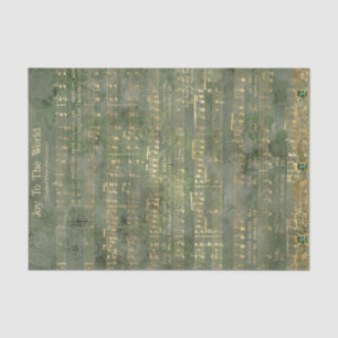 Joy To The World Gold Christmas Music Decoupage Tissue Paper