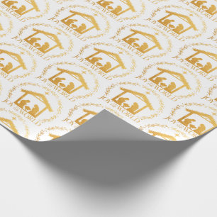 Joy to the World Gold Christmas Wrapping Paper